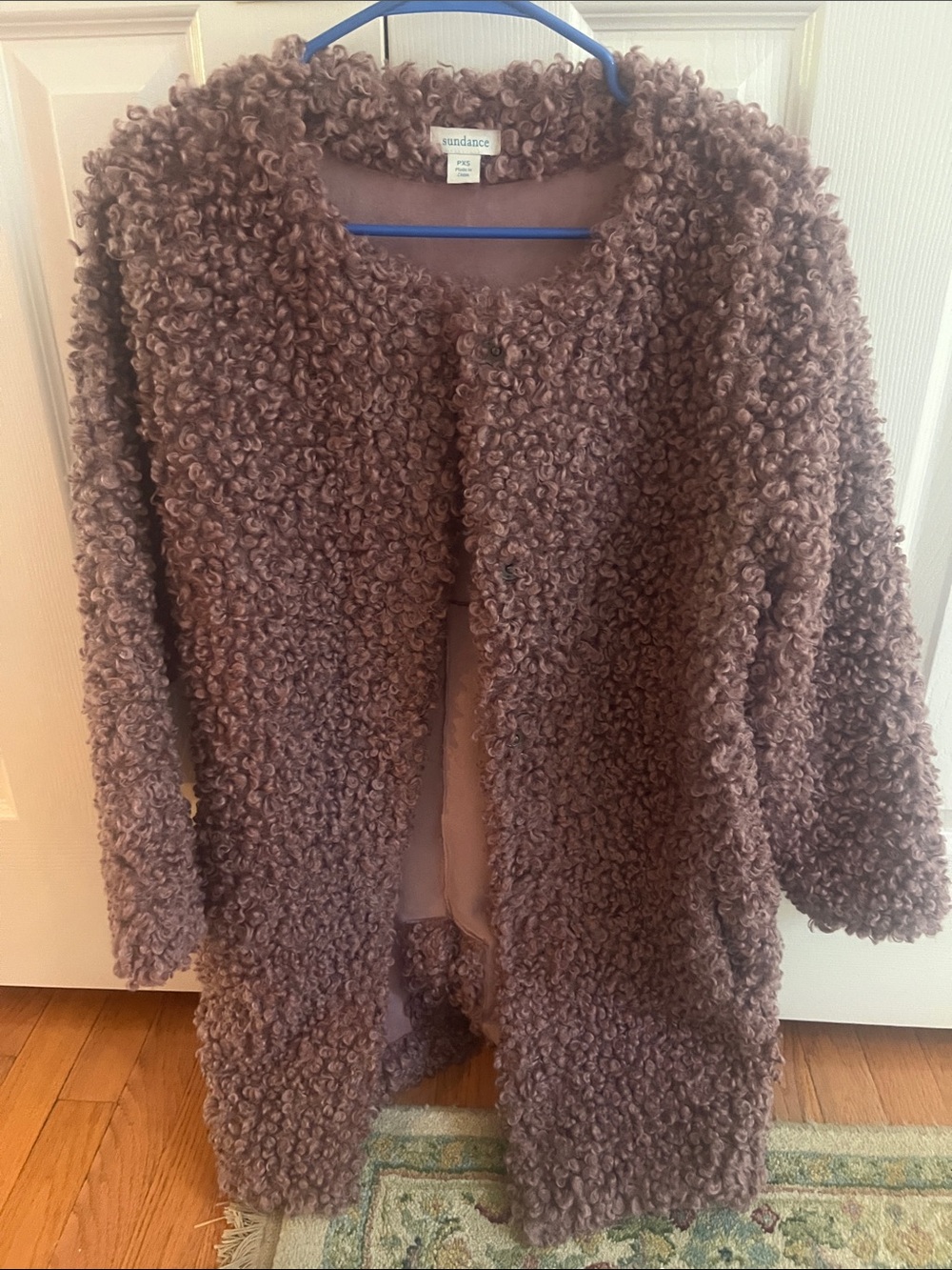 Sundance Curly Faux-Shearling Coat - Dusty Mauve